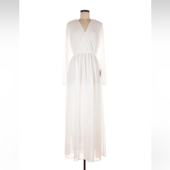 Lulus White Maxi Dress Long Sleeve - Picture 1 of 3